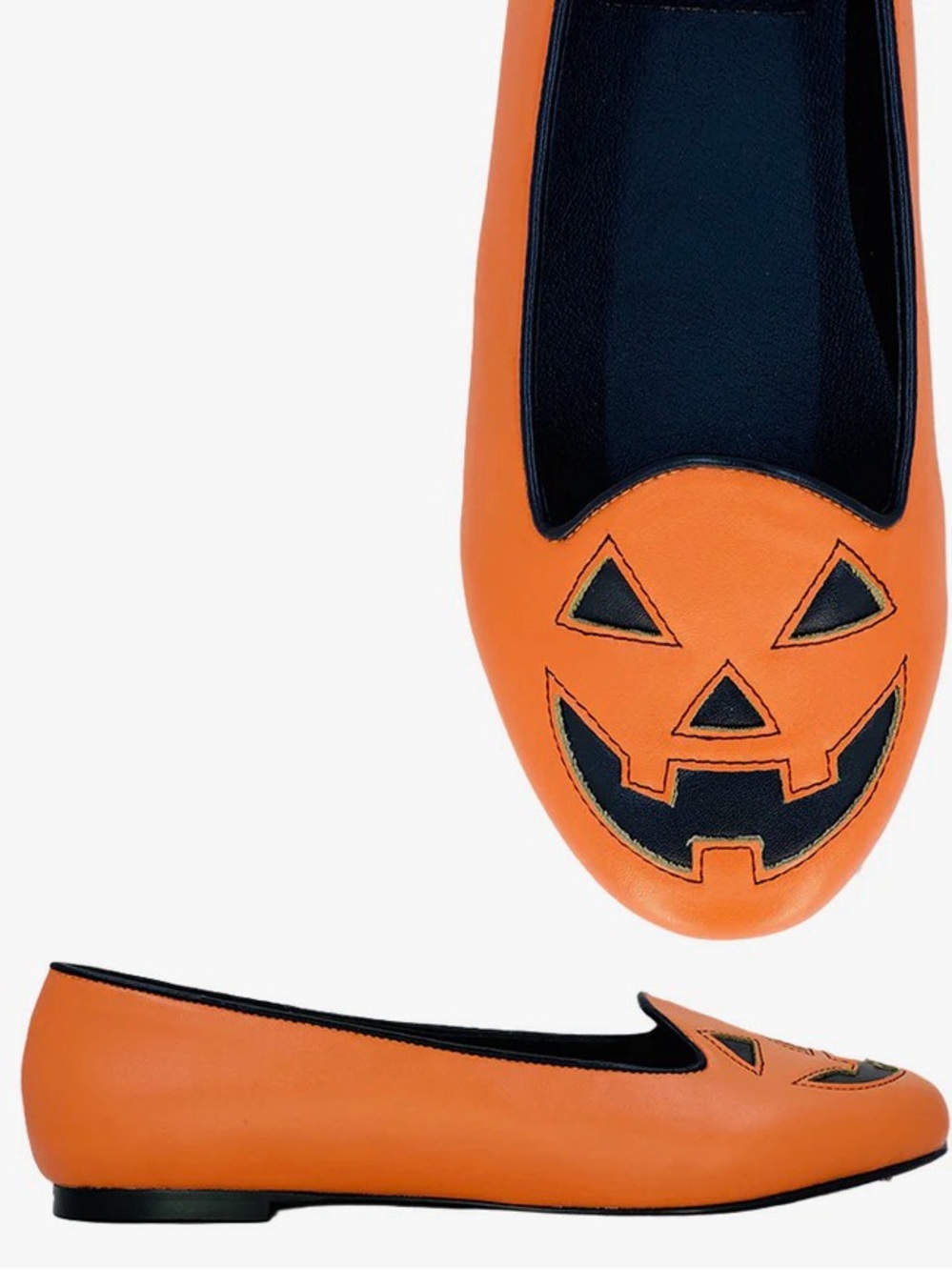 Orange Pumpkin Face Flats - Picture 2 of 3